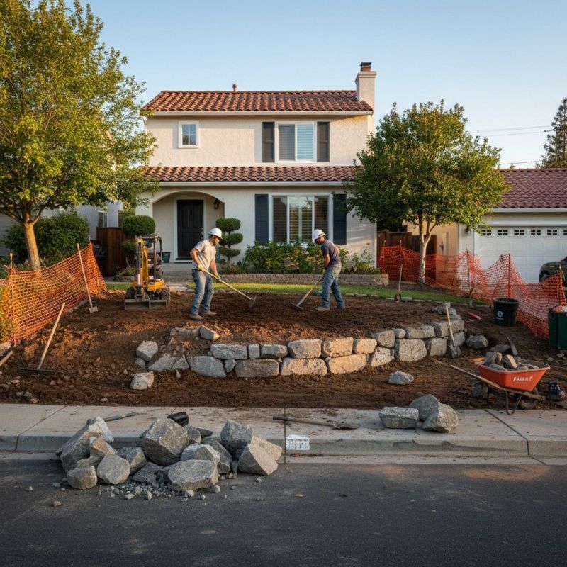 Stone Retaining Wall Installation