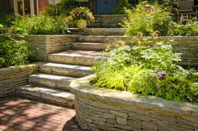 Stone Retaining Wall Installation