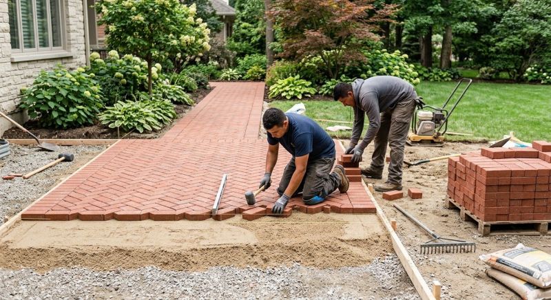 Brick Hardscape Installation in Framingham, MA