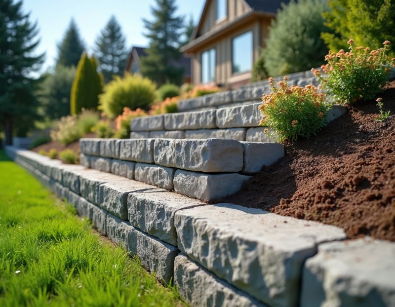 Stone Retaining Wall Installation
