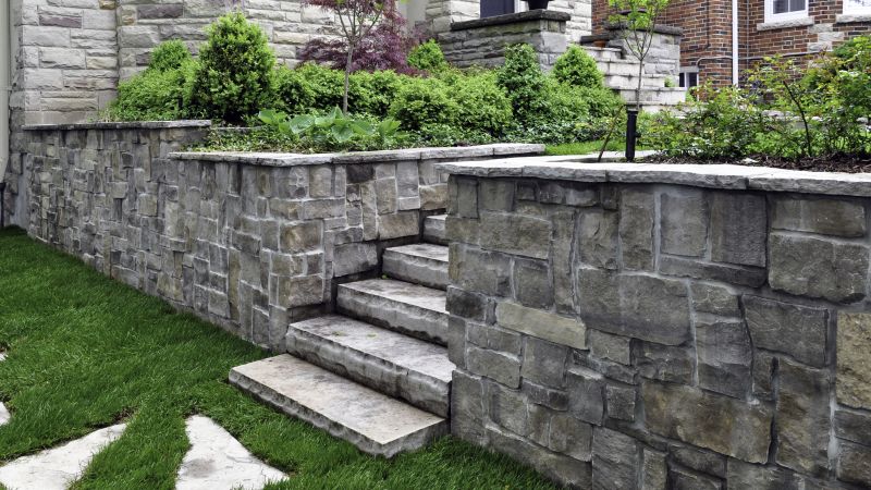 Stone Retaining Wall Installation